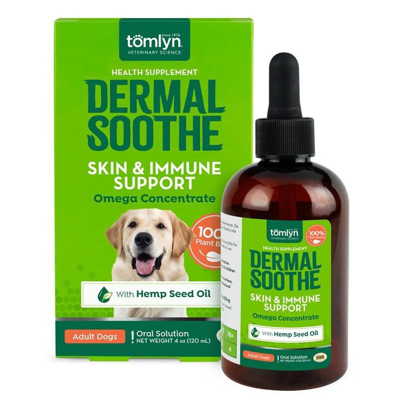 Tomlyn Dermal Soothe Plant Based Omega Concentrate Skin & Immune Supplement for Dogs with Hemp Seed Oil, 4 oz