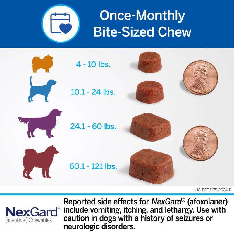 NexGard Chewable for Dogs 24.1-60 lbs, 3 Month Supply