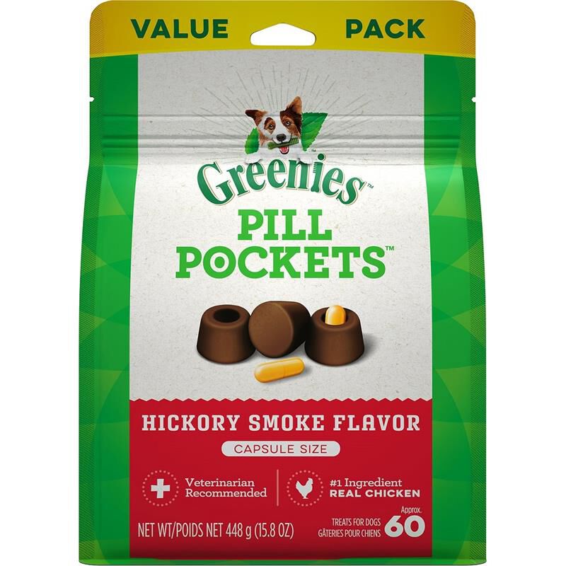 Greenies Pill Pockets Capsule Size Natural Dog Treats Hickory Smoke Flavor, 15.8 oz. Value Pack