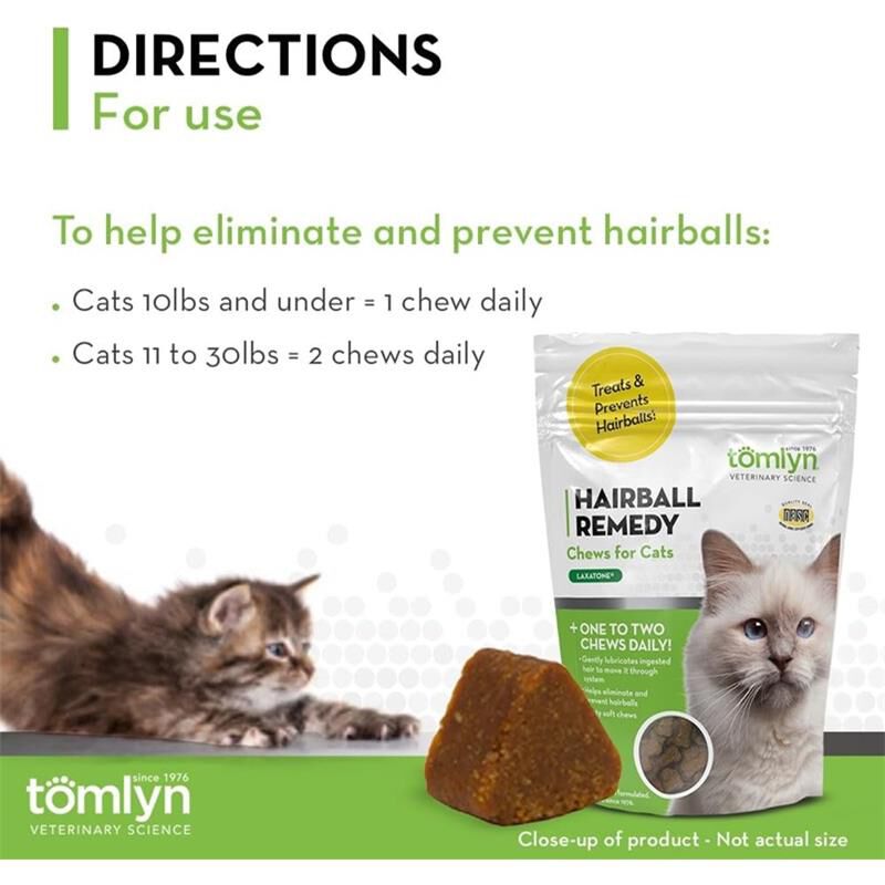 Tomlyn Laxatone Hairball Remedy Chews for Cats, 60 Count