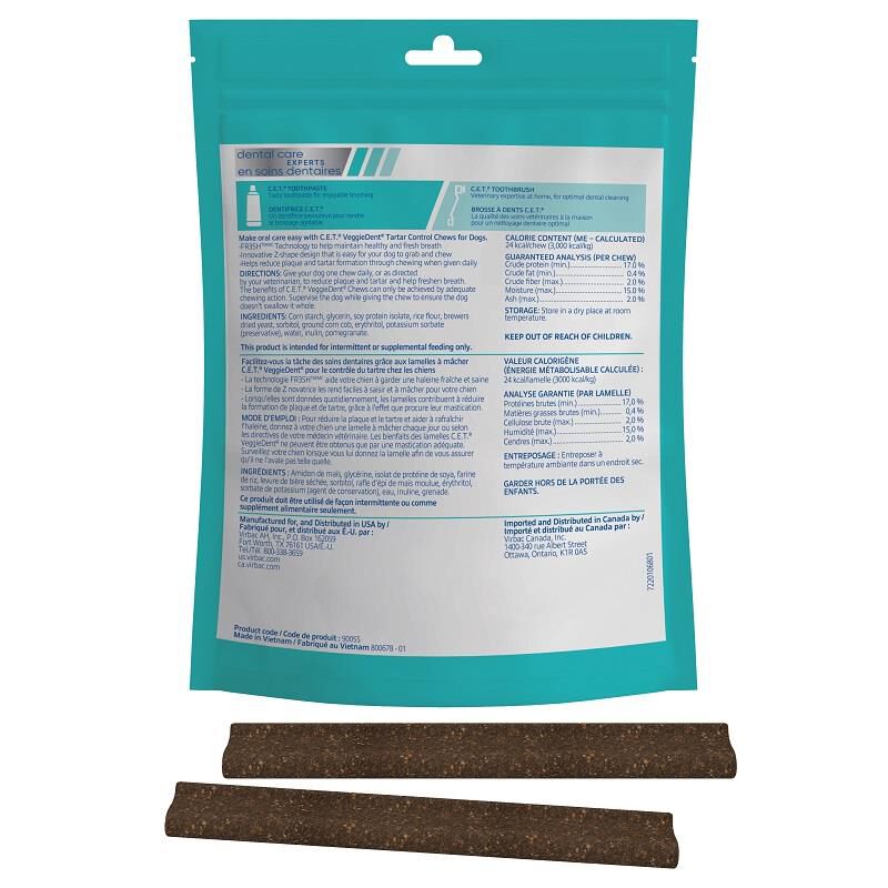 CET Veggiedent Fr3sh Tartar Control Dog Chews, 30 ct