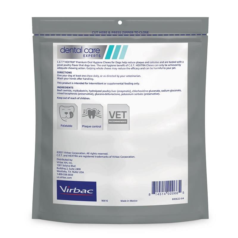 CET HEXtra Chews Medium dogs 26-50 lb 30 ct.