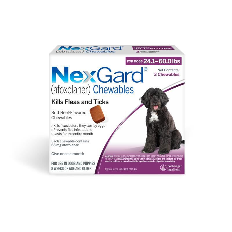 NexGard Chewable for Dogs 24.1-60 lbs, 3 Month Supply