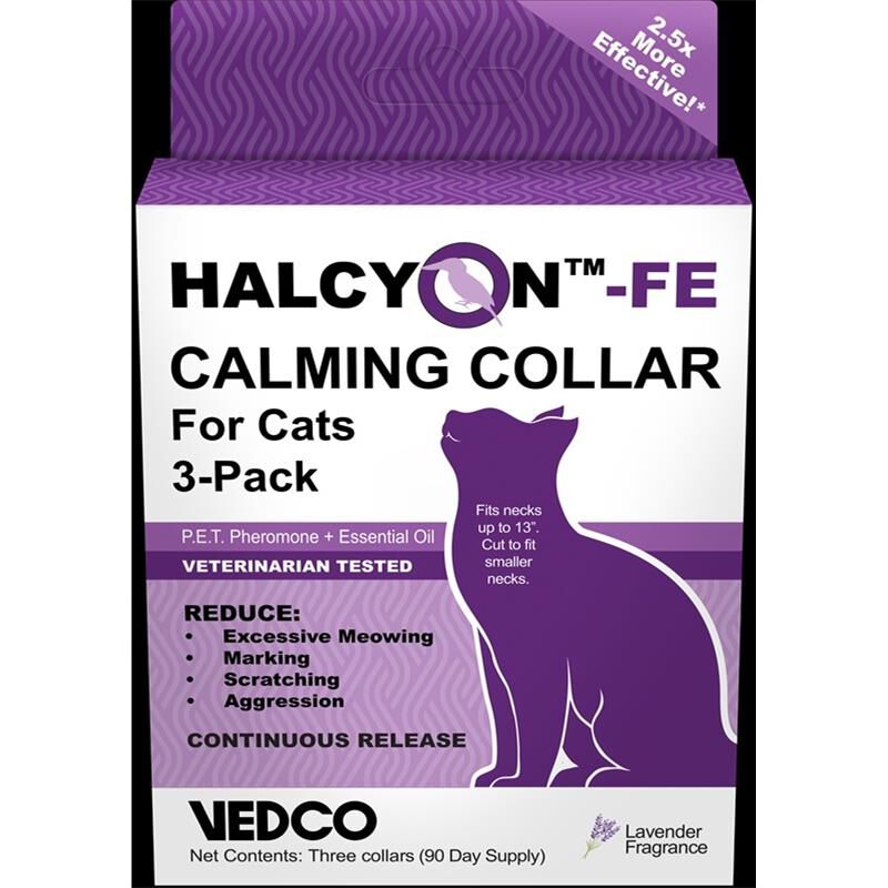 HALCYON-FE Calming Collar for Cats, 3 pack