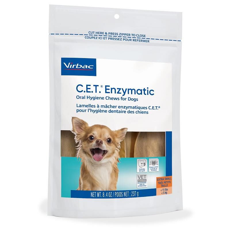 CET Enzymatic Oral Hygiene Chews for Petite/Extra Small Dogs under 11 lbs, 30 ct.