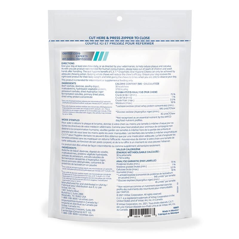 CET Enzymatic Oral Hygiene Chews for Petite/Extra Small Dogs under 11 lbs, 30 ct.