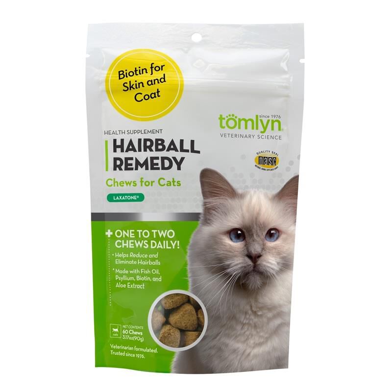Tomlyn Laxatone Hairball Remedy Chews for Cats, 60 Count