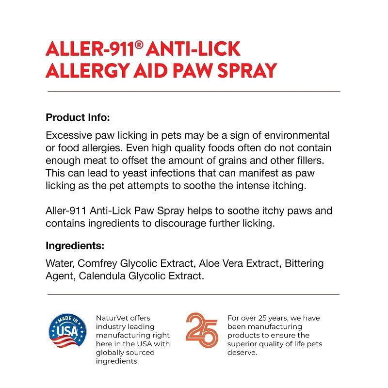 NaturVet Aller-911 Anti-Lick Paw, 8 oz Spray
