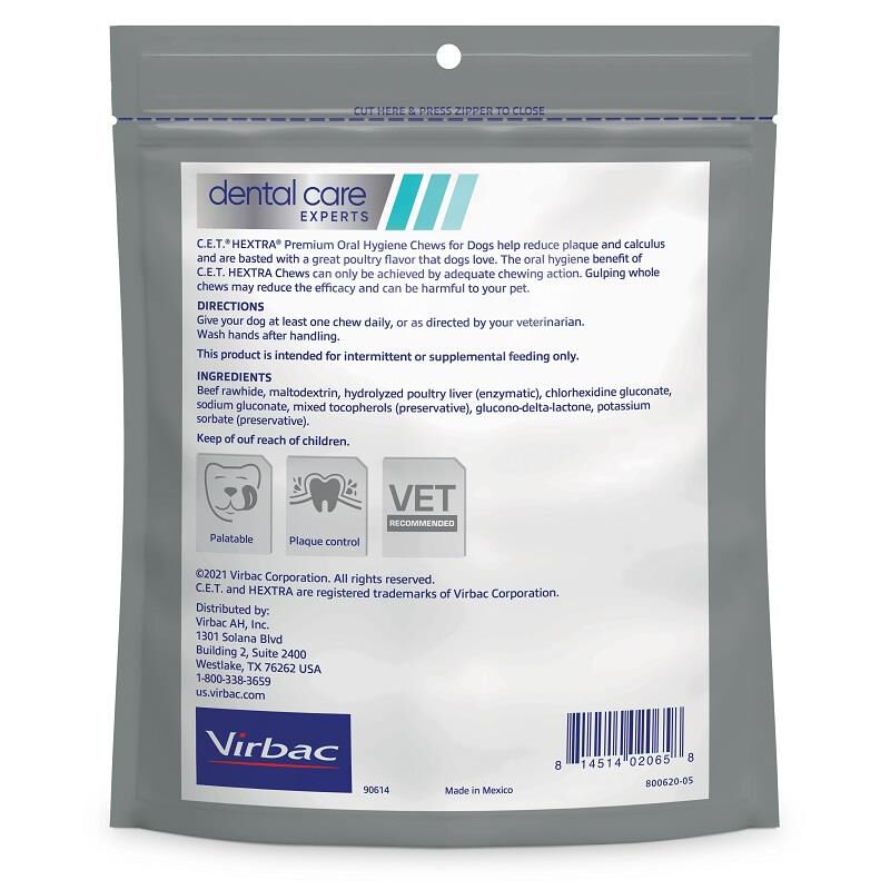 CET HEXtra Chews Small dogs 11-25 lb 30 ct.