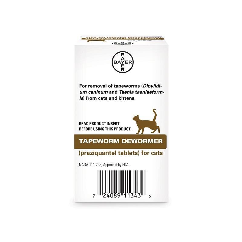 Bayer Tapeworm Dewormer (Praziquantel) for Cats, 3 Tablets