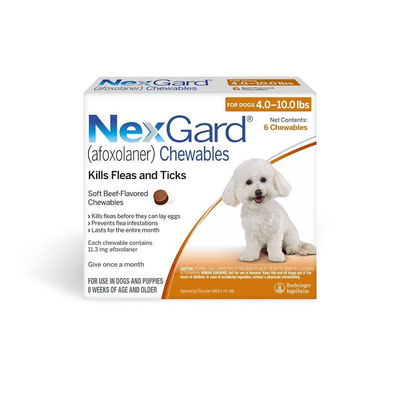 NexGard Chewable for Dogs 4-10 lbs, 6 Month Supply