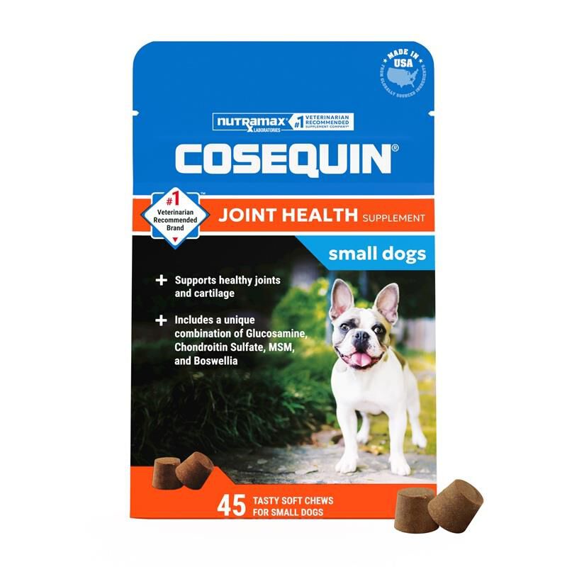 Nutramax Cosequin Joint Supplement for Small Dogs, Max Strength with MSM plus Omega-3's, 45 Soft Chews