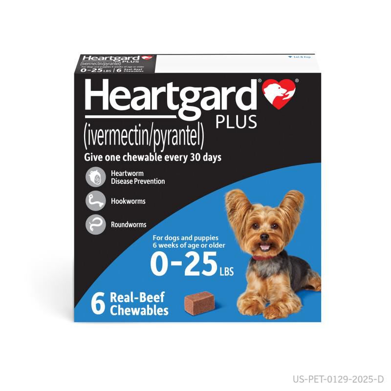 Heartgard Plus Chewable for Dogs 1-25 lbs Blue, 6 Month Supply
