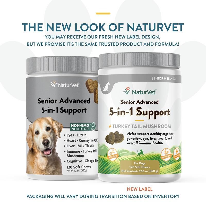 NaturVet Senior Advanced 5-in-1 Support Soft Chews for Dogs