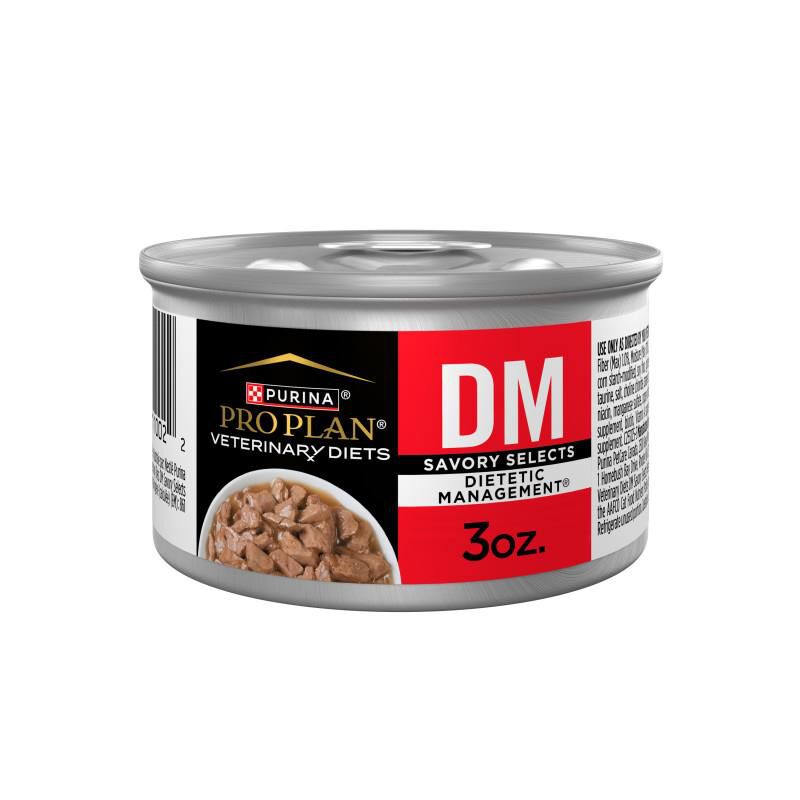 Purina Pro Plan Veterinary Diets DM Dietetic Management Savory Selects Wet Cat Food, 24 x 3 oz cans