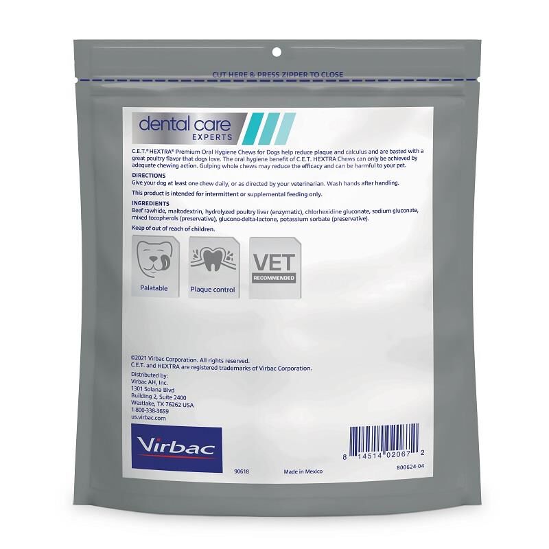 CET HEXtra Chews Large dogs over 50 lb 30 ct.