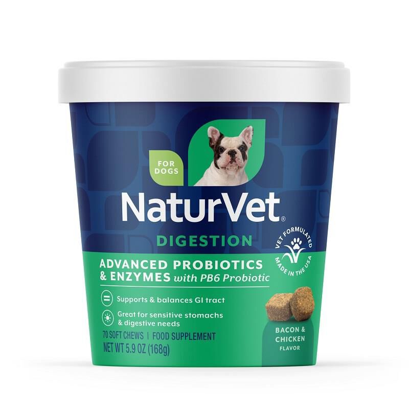 NaturVet Advanced Probiotics & Enzymes Plus Vet Strength PB6 Probiotic Soft Chews for Dogs