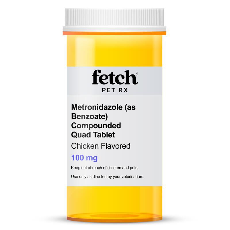 Metronidazole (as Benzoate) Compounded Quad Tablet Chicken Flavored, 100 mg