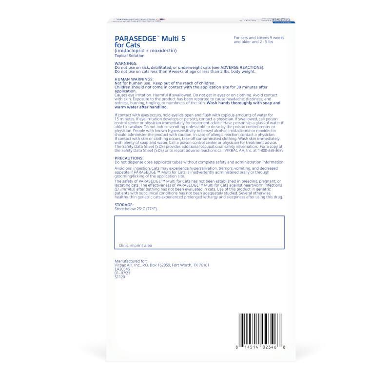 PARASEDGE Multi for Cats (imidacloprid + moxidectin) Topical Solution, 3 Pack