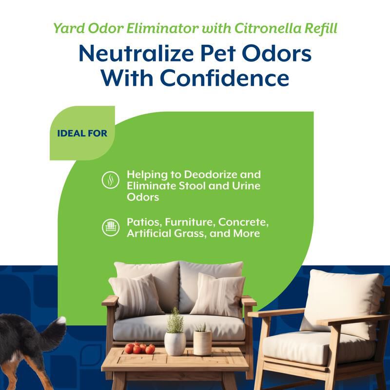 NaturVet Yard Odor Eliminator Plus Citronella Stool and Urine Deodorizer Refill, 64 oz