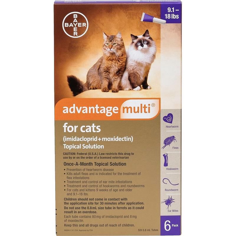Advantage Multi for Cats 9.1-18 Lbs Purple, 6 Month Supply
