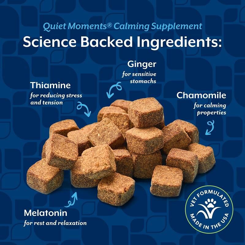 NaturVet Quiet Moments Calming Aid Plus Melatonin Soft Chews for Dogs