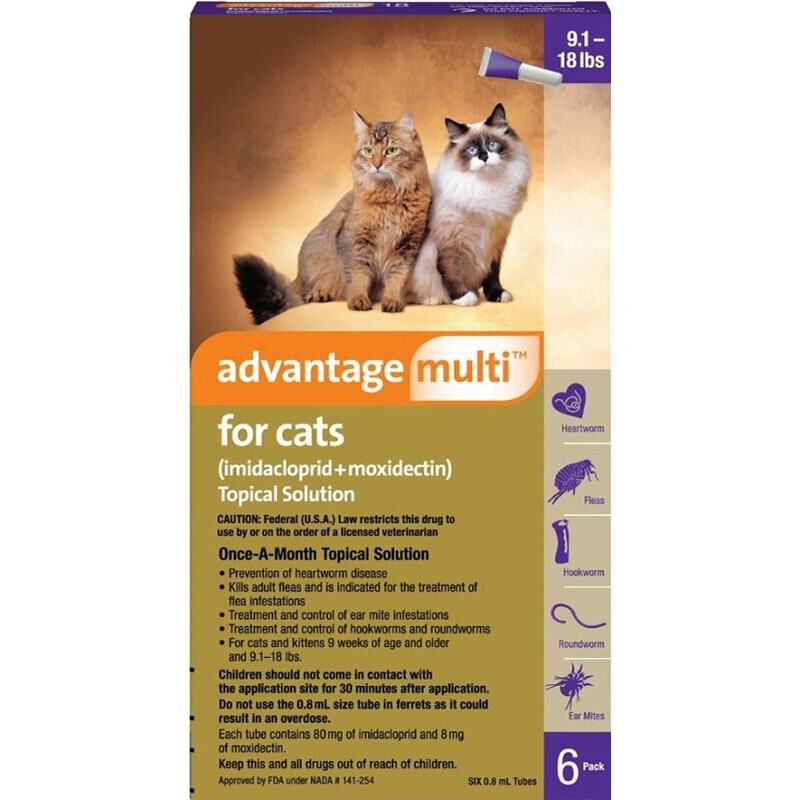 Advantage Multi for Cats 9.1-18 Lbs Purple, 6 Month Supply