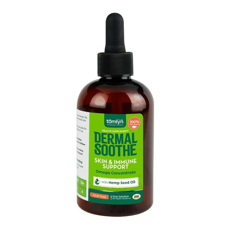 Tomlyn Dermal Soothe Plant Based Omega Concentrate Skin & Immune Supplement for Dogs with Hemp Seed Oil, 4 oz