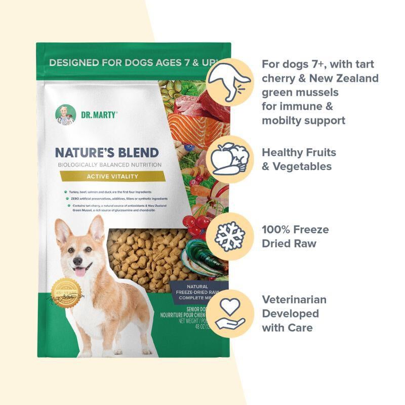 Dr. Marty Nature's Blend Active Vitality Freeze Dried Raw Senior Dog Food, 48 oz