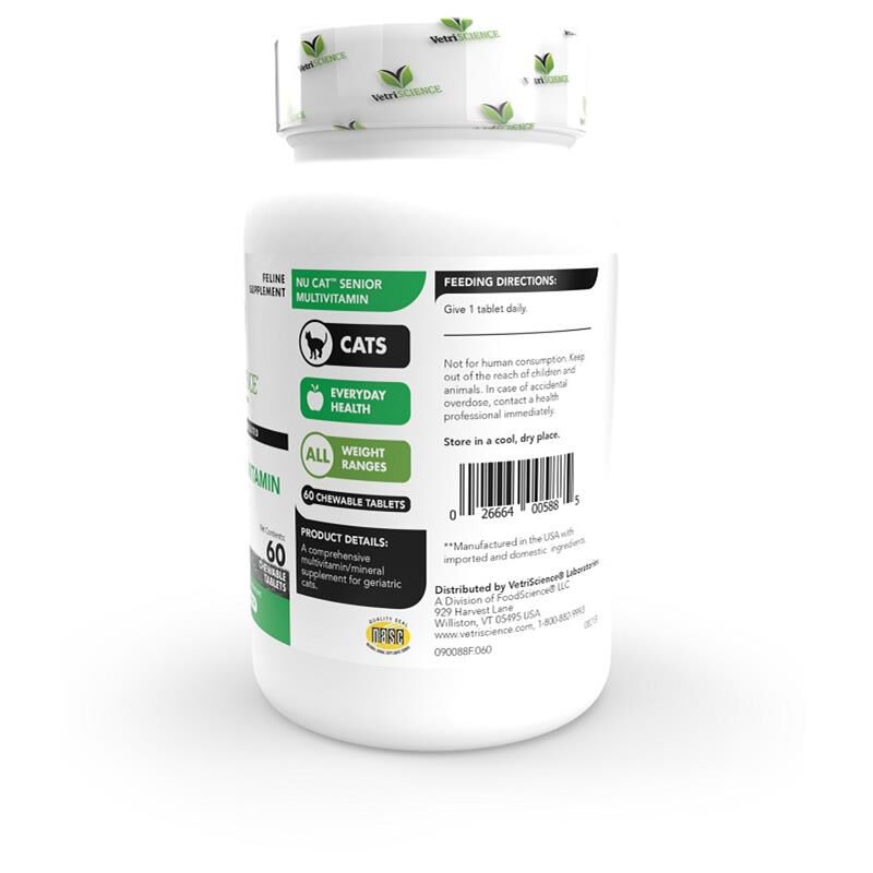 VetriScience Nu Cat Senior Multivitamin, 60 Chew Tabs