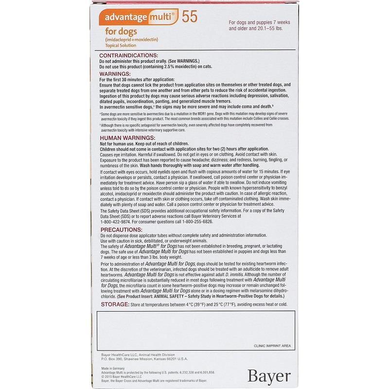 Advantage Multi Topical for Dogs 20.1-55 lbs Red, 6 Month Supply
