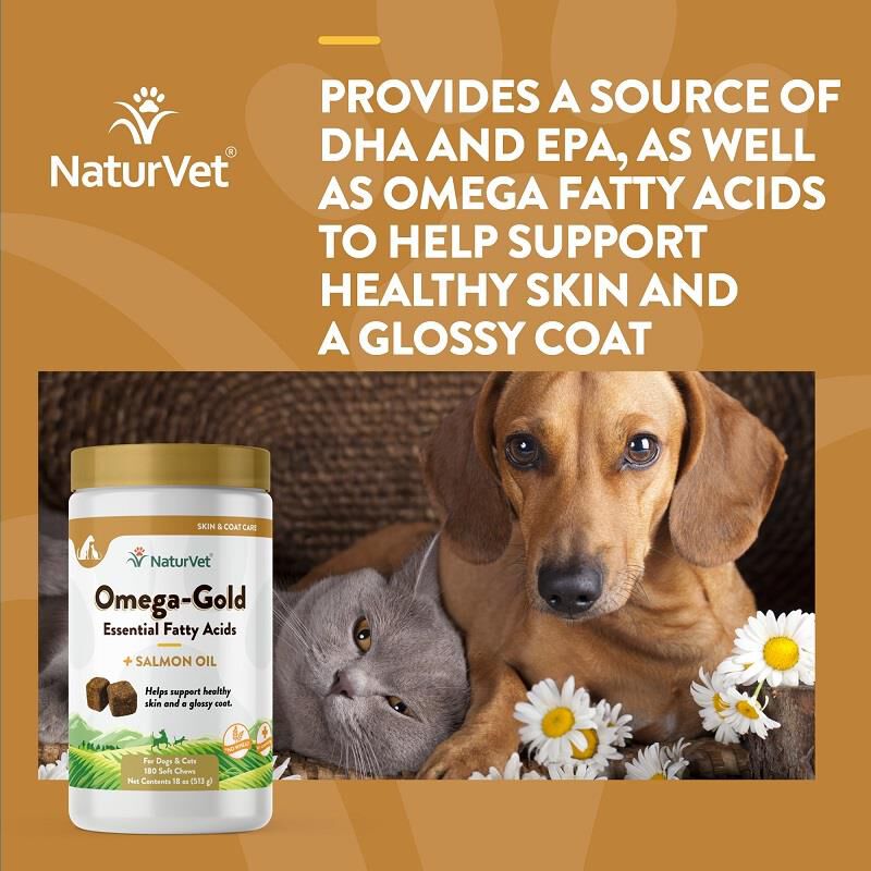 NaturVet Omega Gold Plus Salmon Oil Soft Chews, 180 Ct