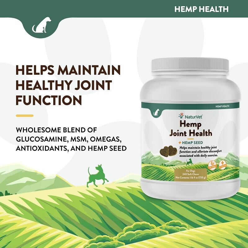 NaturVet Hemp Joint Health Plus Hemp Seed Soft Chews for Dogs