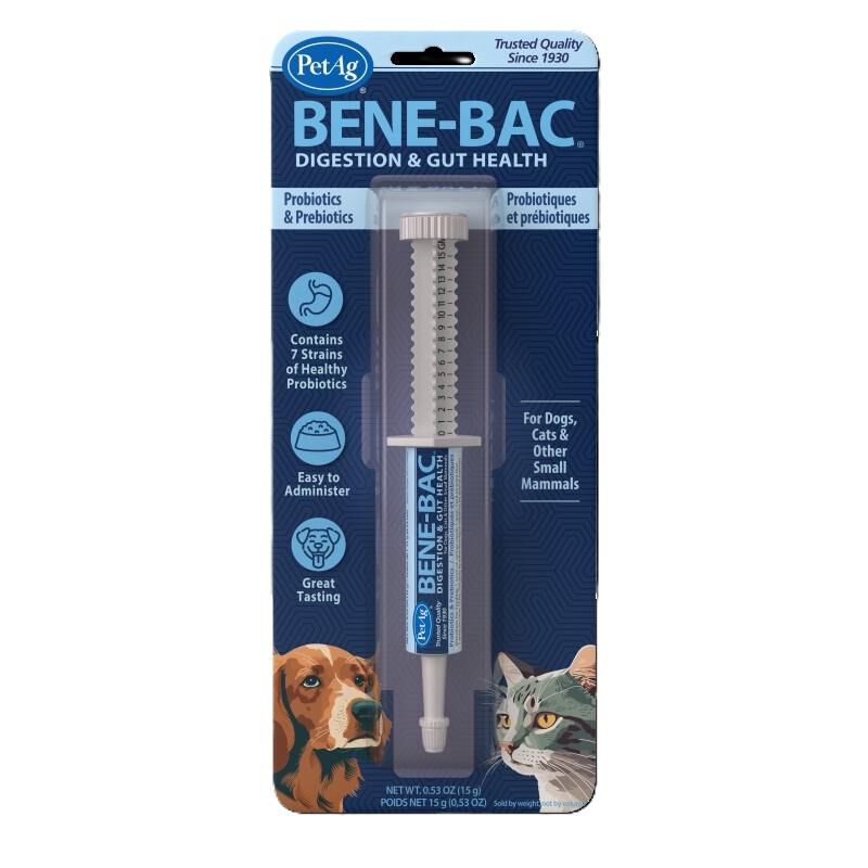 PetAg Bene-Bac Plus FOS & Probiotics Gel for Pets, 15 gm syringe